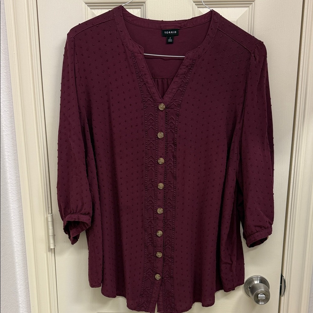 Torrid Deep Burgundy Button-Down Blouse